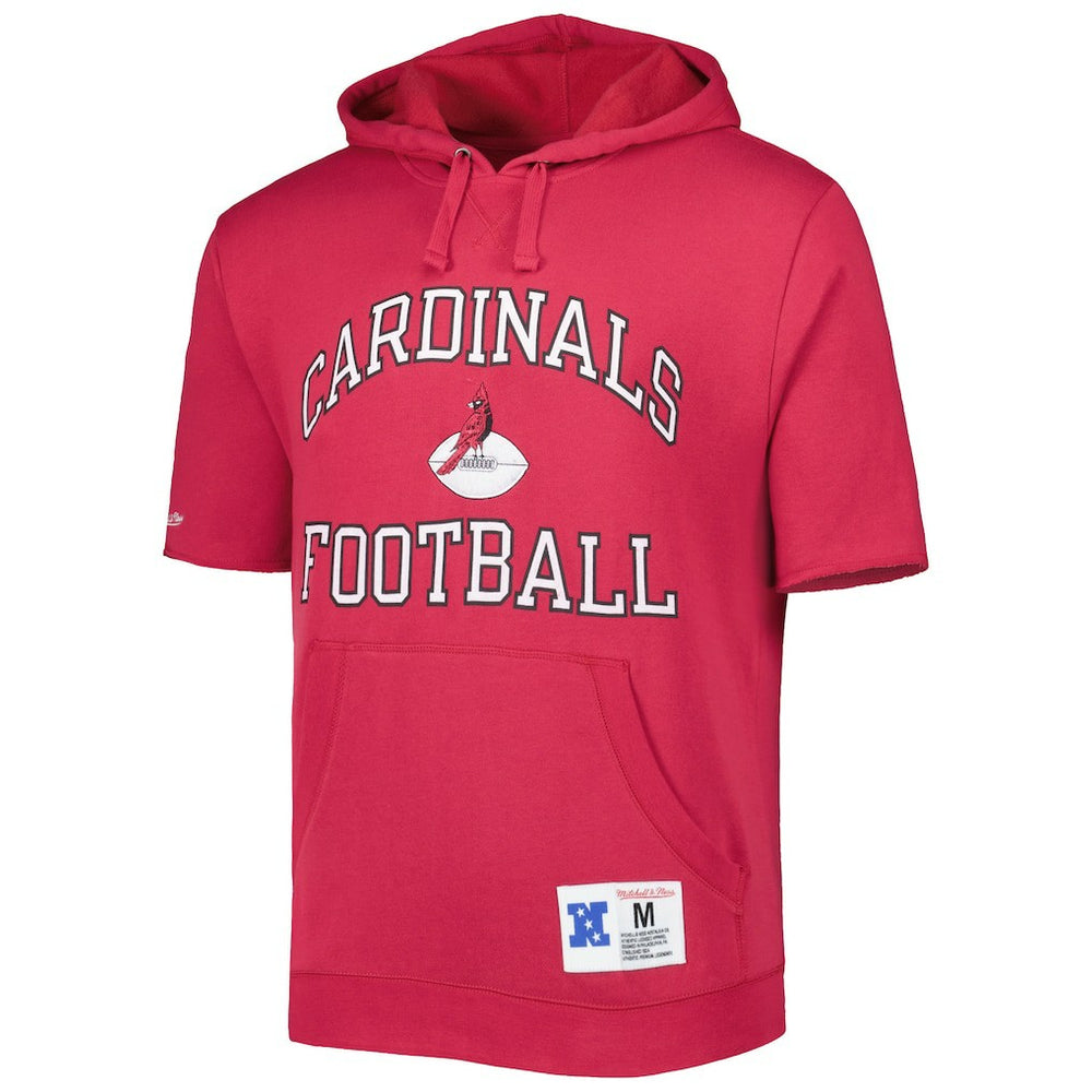 Arizona Cardinals Washed Short Sleeve Pullover Hoodie Cardinal - Mitchell & Ness