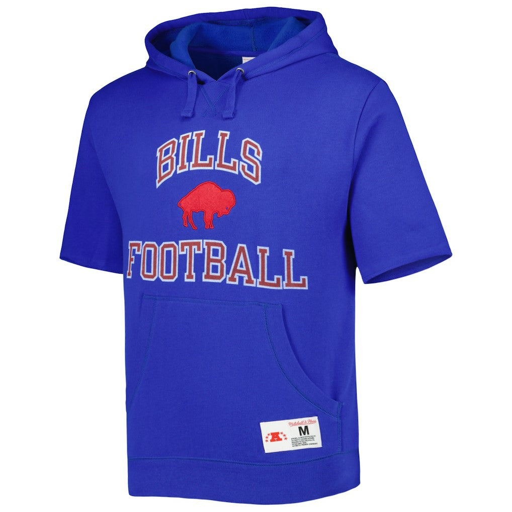 Buffalo Bills Washed Short Sleeve Pullover Hoodie Royal - Mitchell & Ness