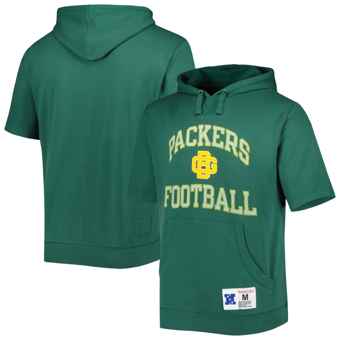 Green Bay Packers Washed Short Sleeve Pullover Hoodie Green - Mitchell & Ness