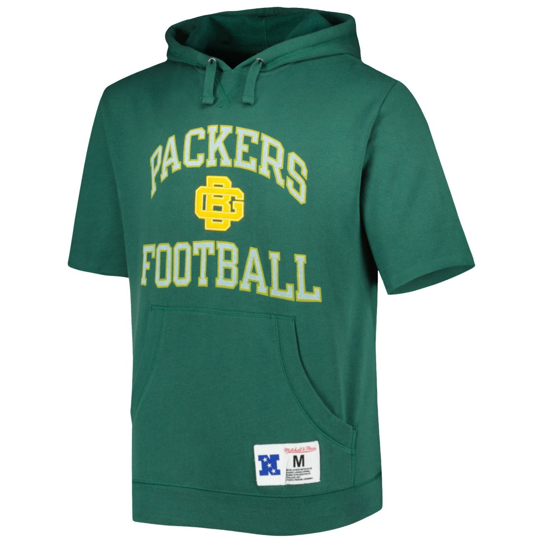 Green Bay Packers Washed Short Sleeve Pullover Hoodie Green - Mitchell & Ness
