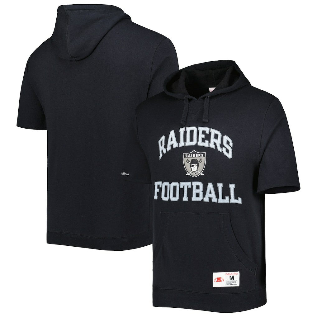 Las Vegas Raiders Washed Short Sleeve Pullover Hoodie Black - Mitchell & Ness