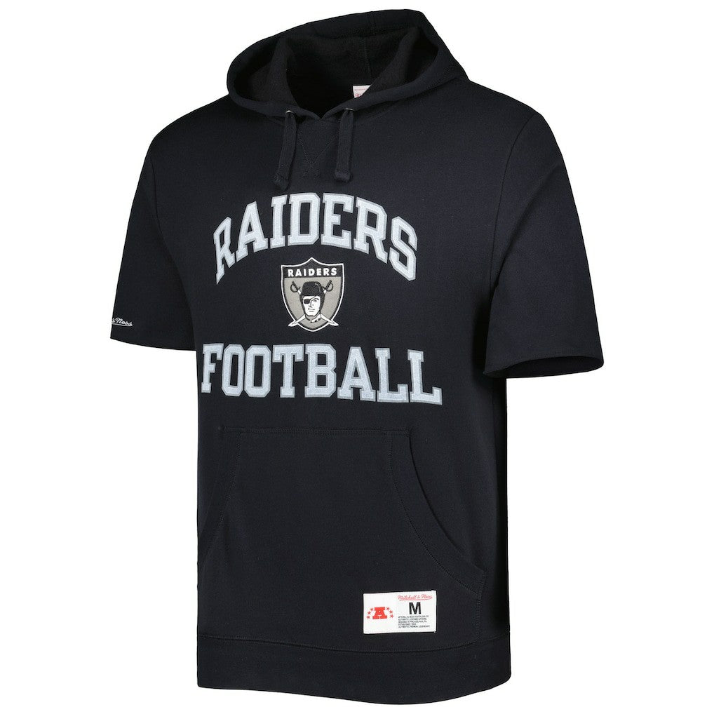 Las Vegas Raiders Washed Short Sleeve Pullover Hoodie Black - Mitchell & Ness