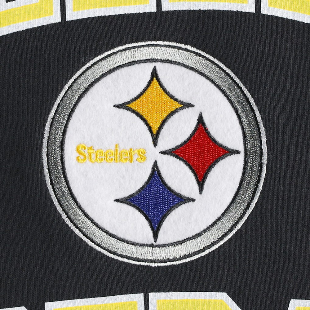 Pittsburgh Steelers Washed Short Sleeve Pullover Hoodie Black - Mitchell & Ness