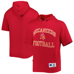 Tampa Bay Buccaneers Washed Short Sleeve Pullover Hoodie Scarlet - Mitchell & Ness