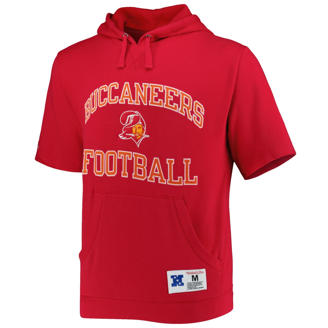 Tampa Bay Buccaneers Washed Short Sleeve Pullover Hoodie Scarlet - Mitchell & Ness