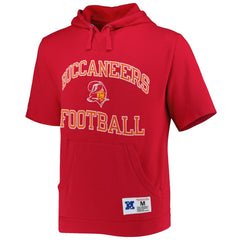 Tampa Bay Buccaneers Washed Short Sleeve Pullover Hoodie Scarlet - Mitchell & Ness