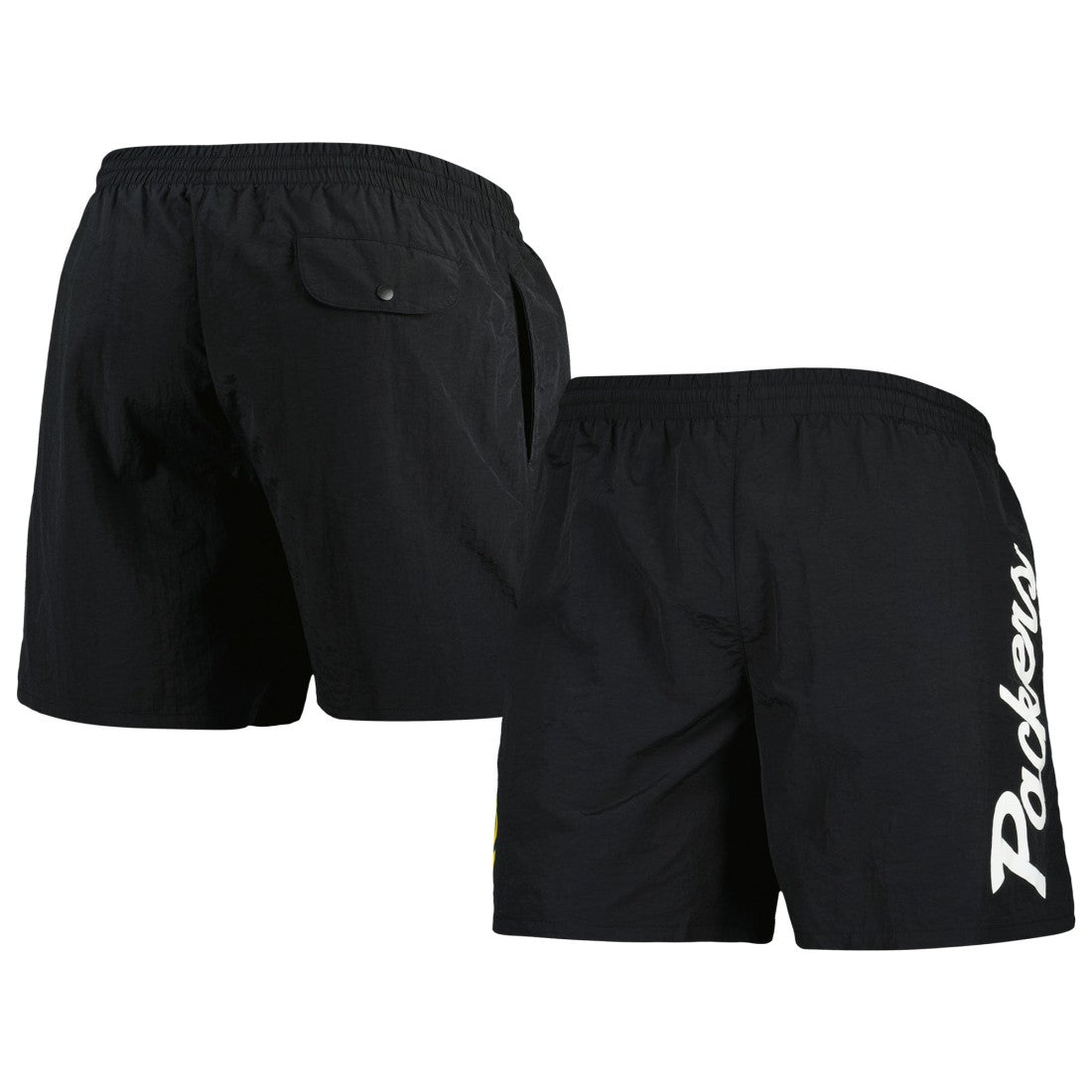 Green Bay Packers Team Essentials Nylon Shorts Black - Mitchell & Ness