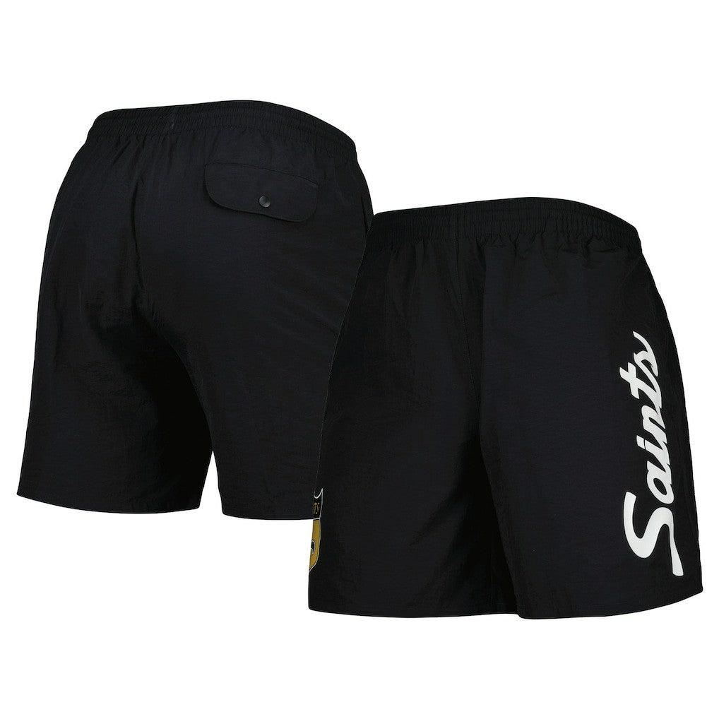 New Orleans Saints Team Essentials Nylon Shorts Black - Mitchell & Ness