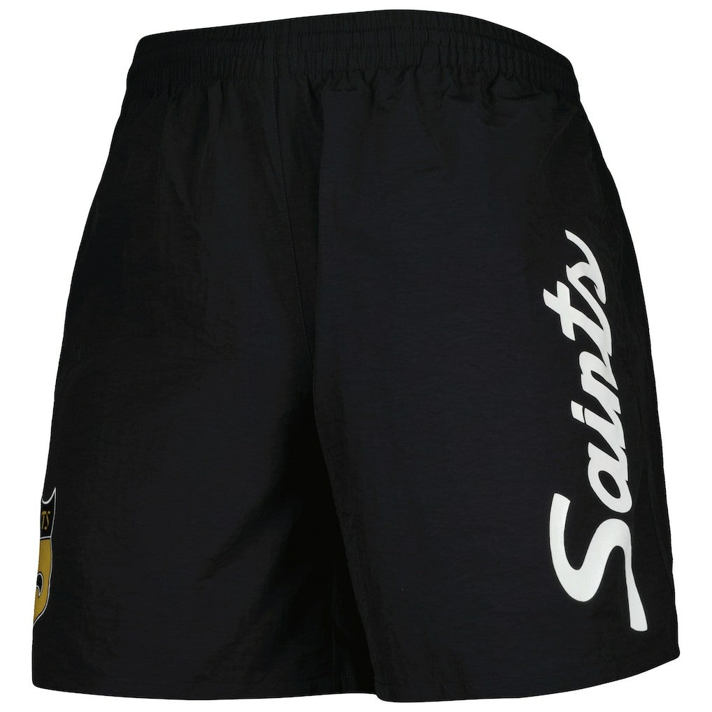 New Orleans Saints Team Essentials Nylon Shorts Black - Mitchell & Ness