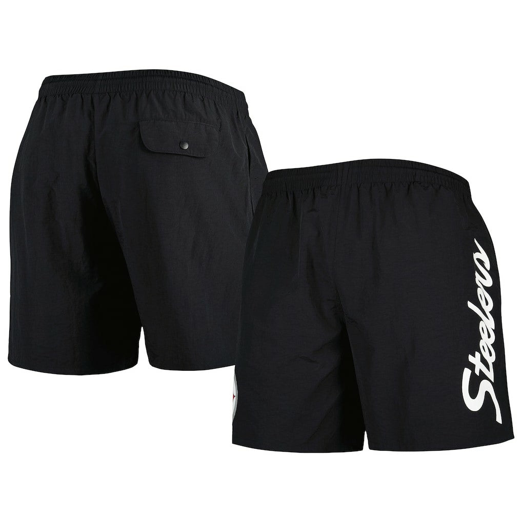 Pittsburgh Steelers Team Essentials Nylon Shorts Black - Mitchell & Ness