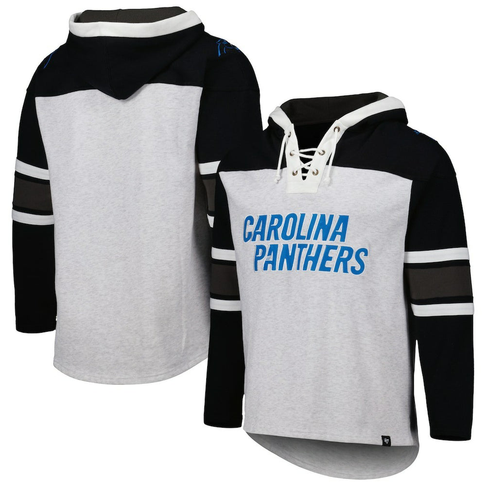 Carolina Panthers '47 Gridiron Lace-Up Pullover Hoodie Heather Gray - 47 brand