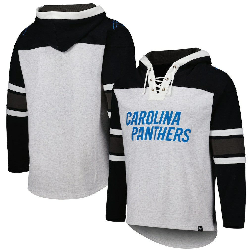 Carolina Panthers '47 Gridiron Lace-Up Pullover Hoodie Heather Gray - 47 brand