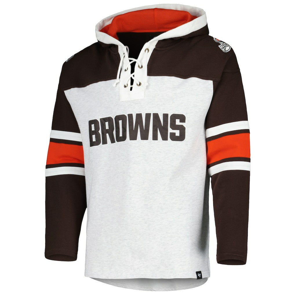 Cleveland Browns '47 Gridiron Lace-Up Pullover Hoodie Heather Gray - 47 brand