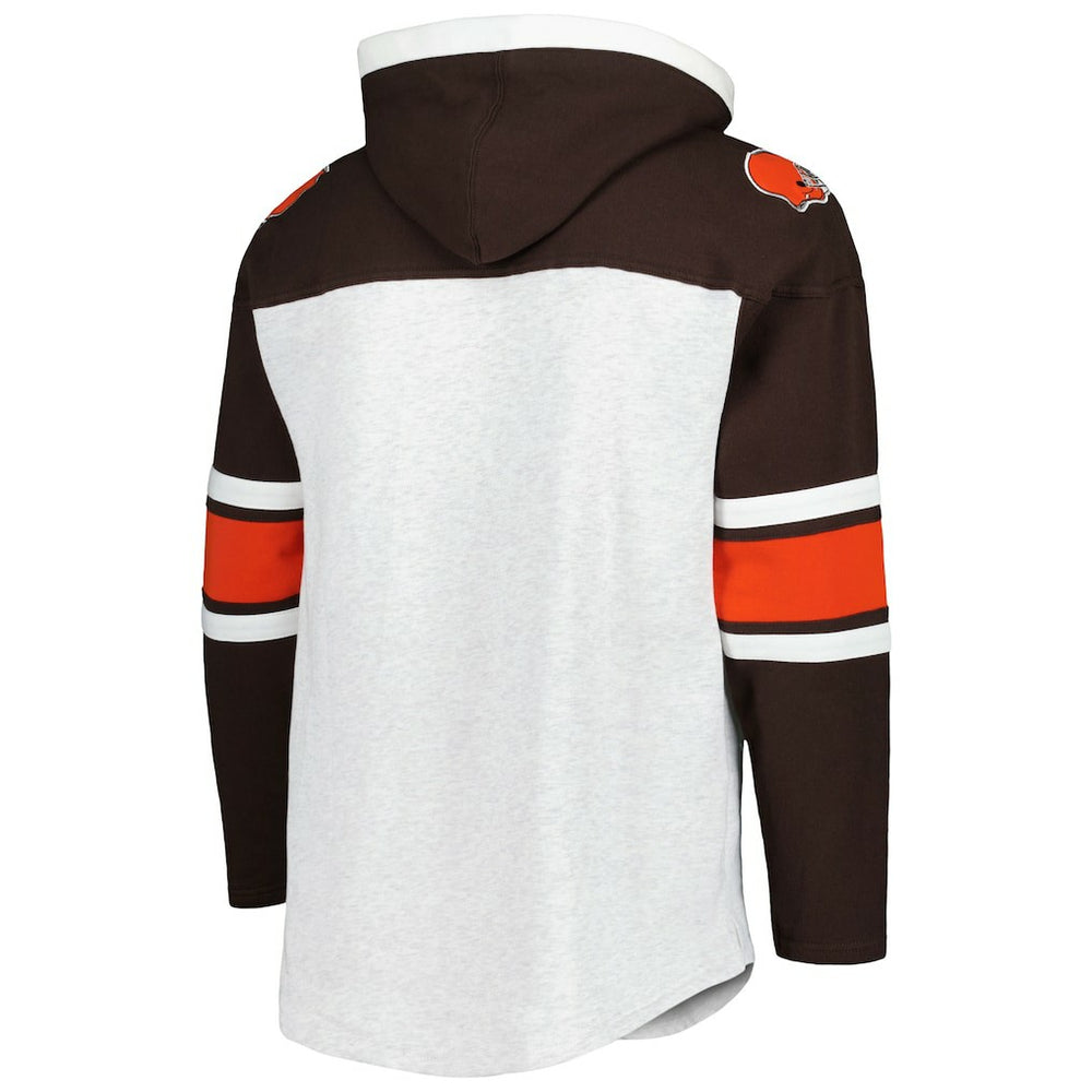 Cleveland Browns '47 Gridiron Lace-Up Pullover Hoodie Heather Gray - 47 brand