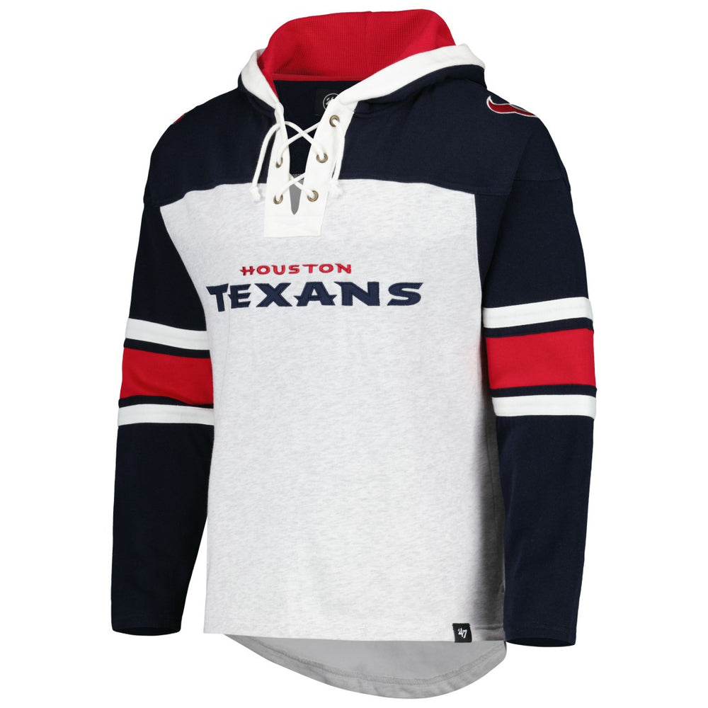 Houston Texans '47 Gridiron Lace-Up Pullover Hoodie Heather Gray - 47 brand