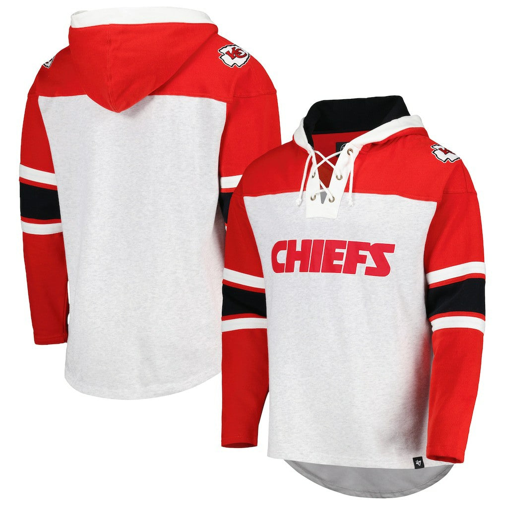 Kansas City Chiefs '47 Gridiron Lace-Up Pullover Hoodie Heather Gray - 47 brand
