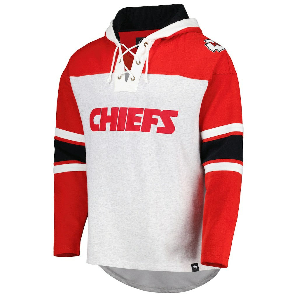 Kansas City Chiefs '47 Gridiron Lace-Up Pullover Hoodie Heather Gray - 47 brand