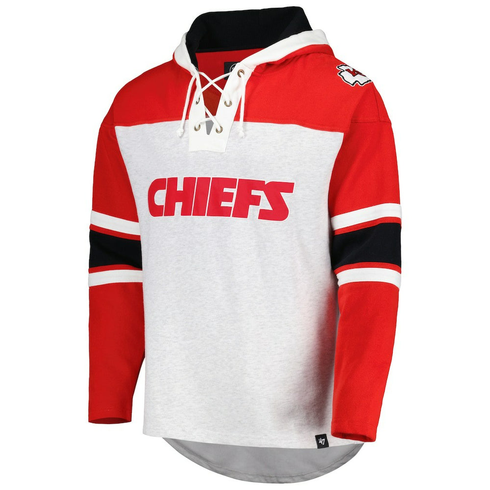 Kansas City Chiefs '47 Gridiron Lace-Up Pullover Hoodie Heather Gray - 47 brand