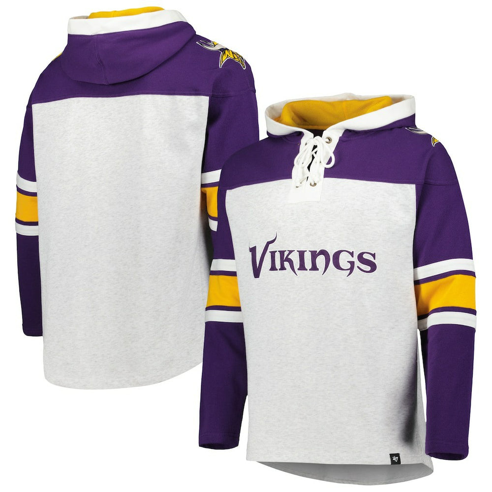 Minnesota Vikings '47 Gridiron Lace-Up Pullover Hoodie Heather Gray - 47 brand