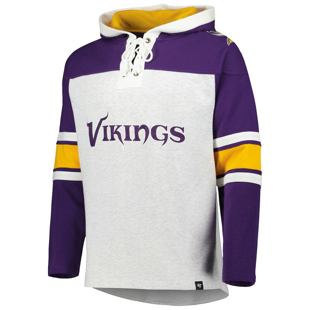 Minnesota Vikings '47 Gridiron Lace-Up Pullover Hoodie Heather Gray - 47 brand