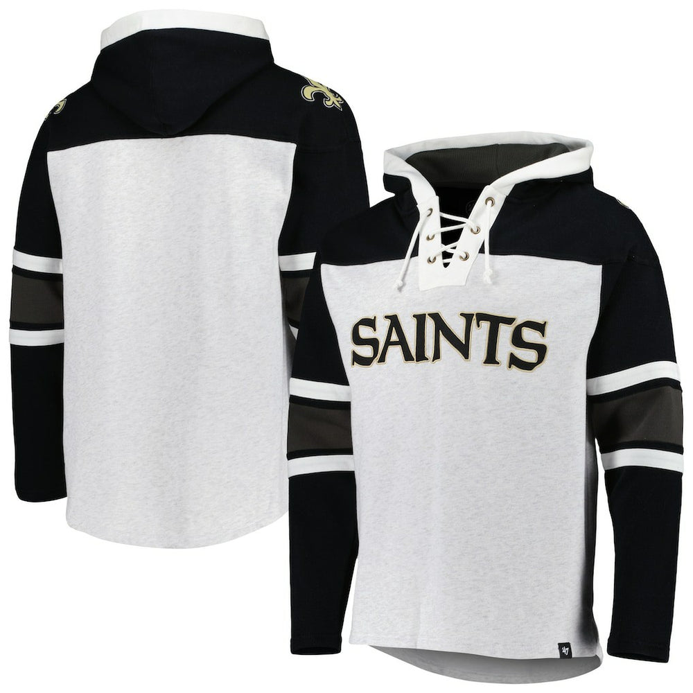 New Orleans Saints '47 Gridiron Lace-Up Pullover Hoodie Heather Gray - 47 brand