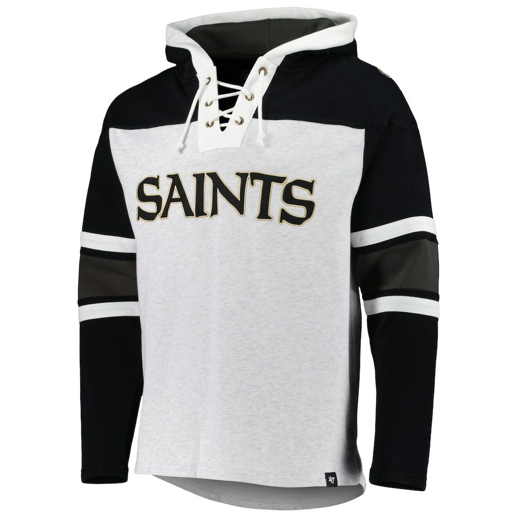 New Orleans Saints '47 Gridiron Lace-Up Pullover Hoodie Heather Gray - 47 brand