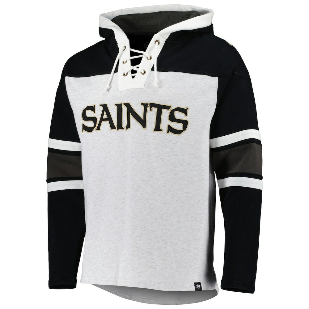 New Orleans Saints '47 Gridiron Lace-Up Pullover Hoodie Heather Gray - 47 brand
