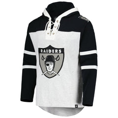 Las Vegas Raiders '47 Historic Logo Gridiron Lace-Up Pullover Hoodie Heather Gray - 47 brand