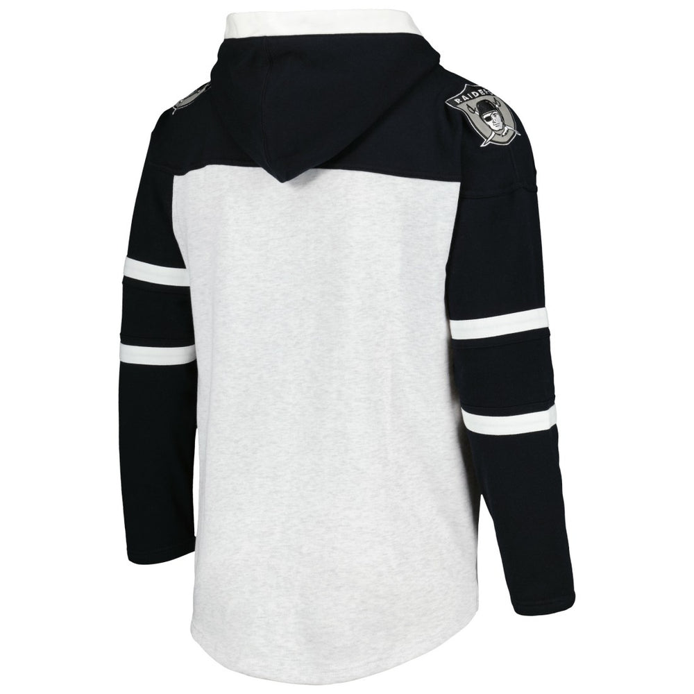 Las Vegas Raiders '47 Historic Logo Gridiron Lace-Up Pullover Hoodie Heather Gray - 47 brand