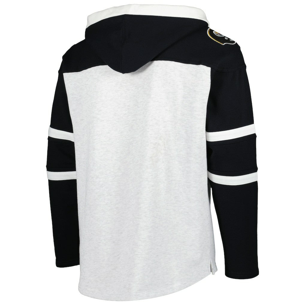 Pittsburgh Steelers '47 Historic Logo Gridiron Lace-Up Pullover Hoodie Heather Gray - 47 brand
