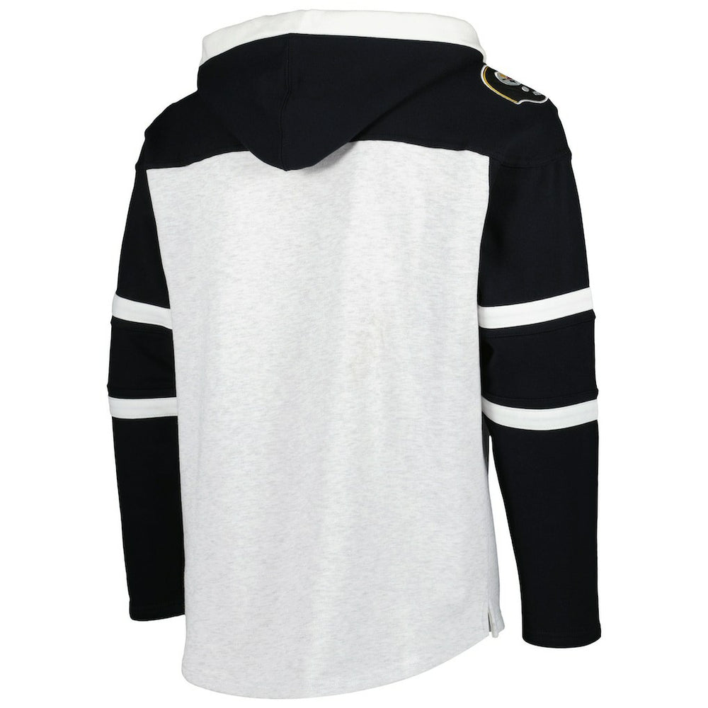 Pittsburgh Steelers '47 Historic Logo Gridiron Lace-Up Pullover Hoodie Heather Gray - 47 brand