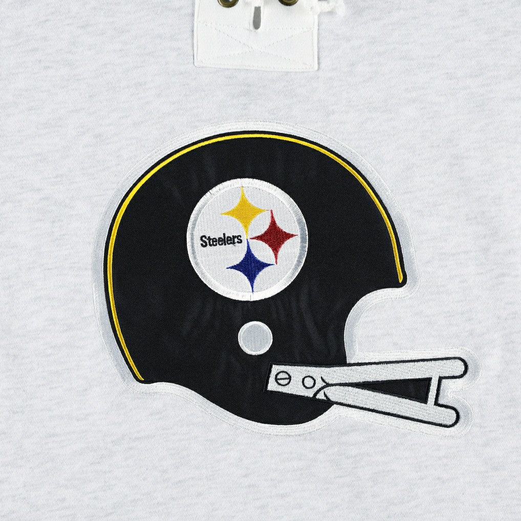 Pittsburgh Steelers '47 Historic Logo Gridiron Lace-Up Pullover Hoodie Heather Gray - 47 brand