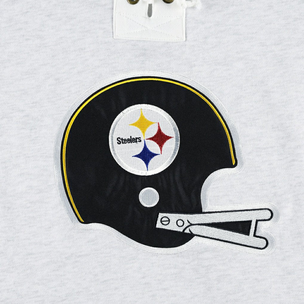 Pittsburgh Steelers '47 Historic Logo Gridiron Lace-Up Pullover Hoodie Heather Gray - 47 brand