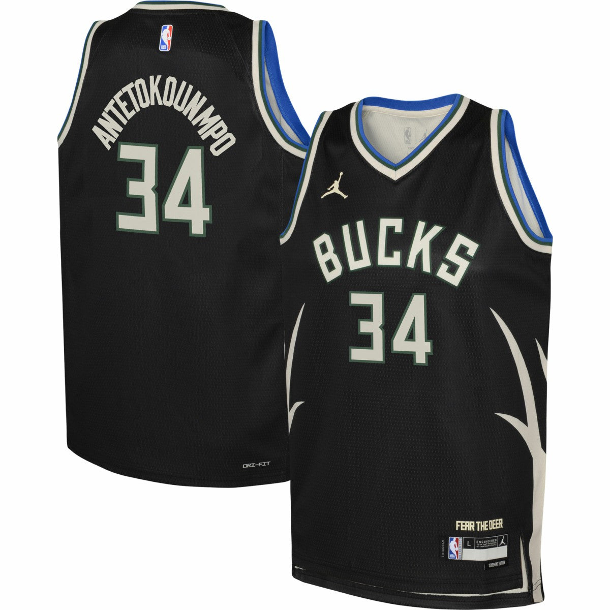 NBA - Giannis Antetokounmpo Milwaukee Bucks Jordan Brand Youth Swingman Jersey - Statement Edition - Black