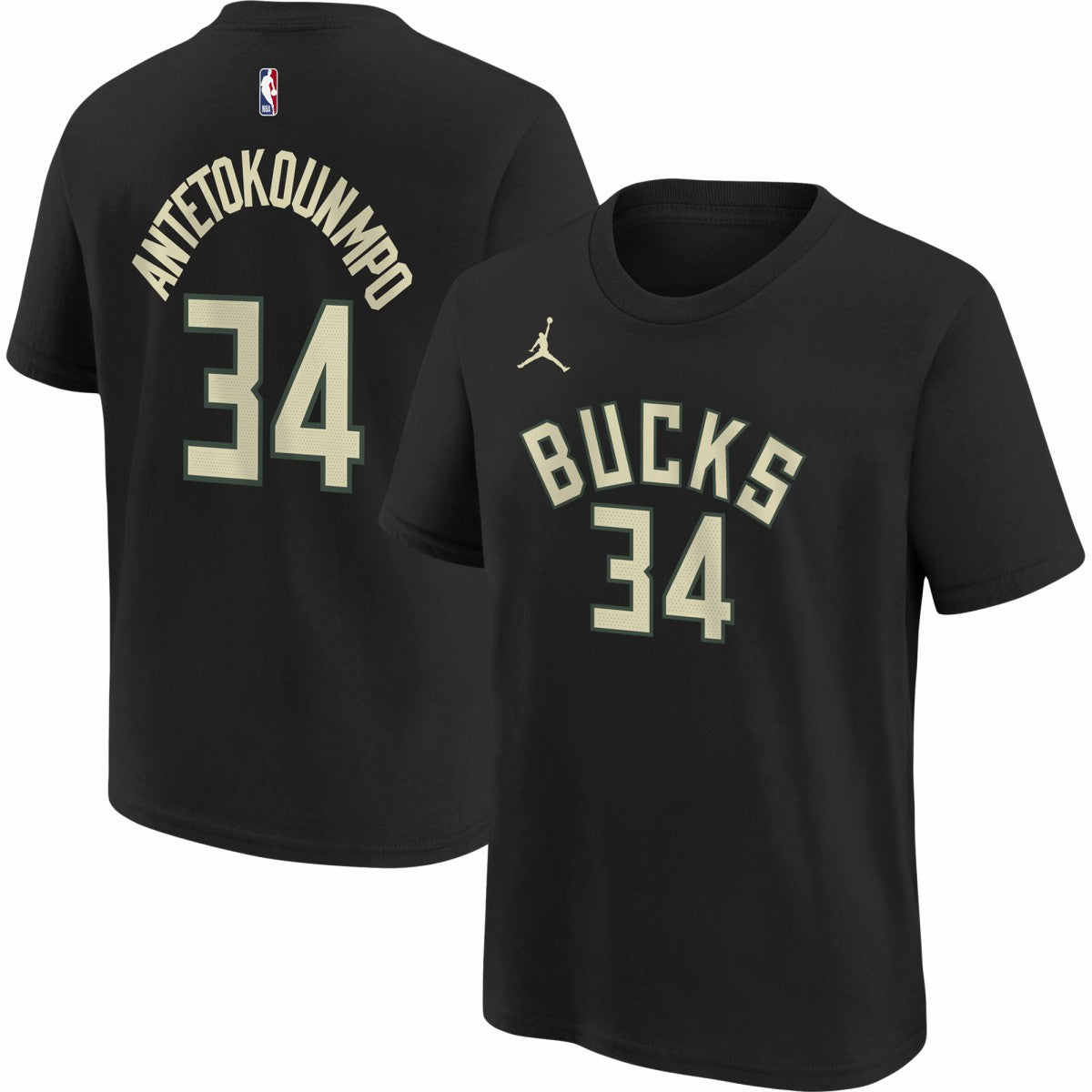 NBA - Giannis Antetokounmpo Milwaukee Bucks Jordan Brand Youth Statement Edition Name & Number Player T-Shirt - Black