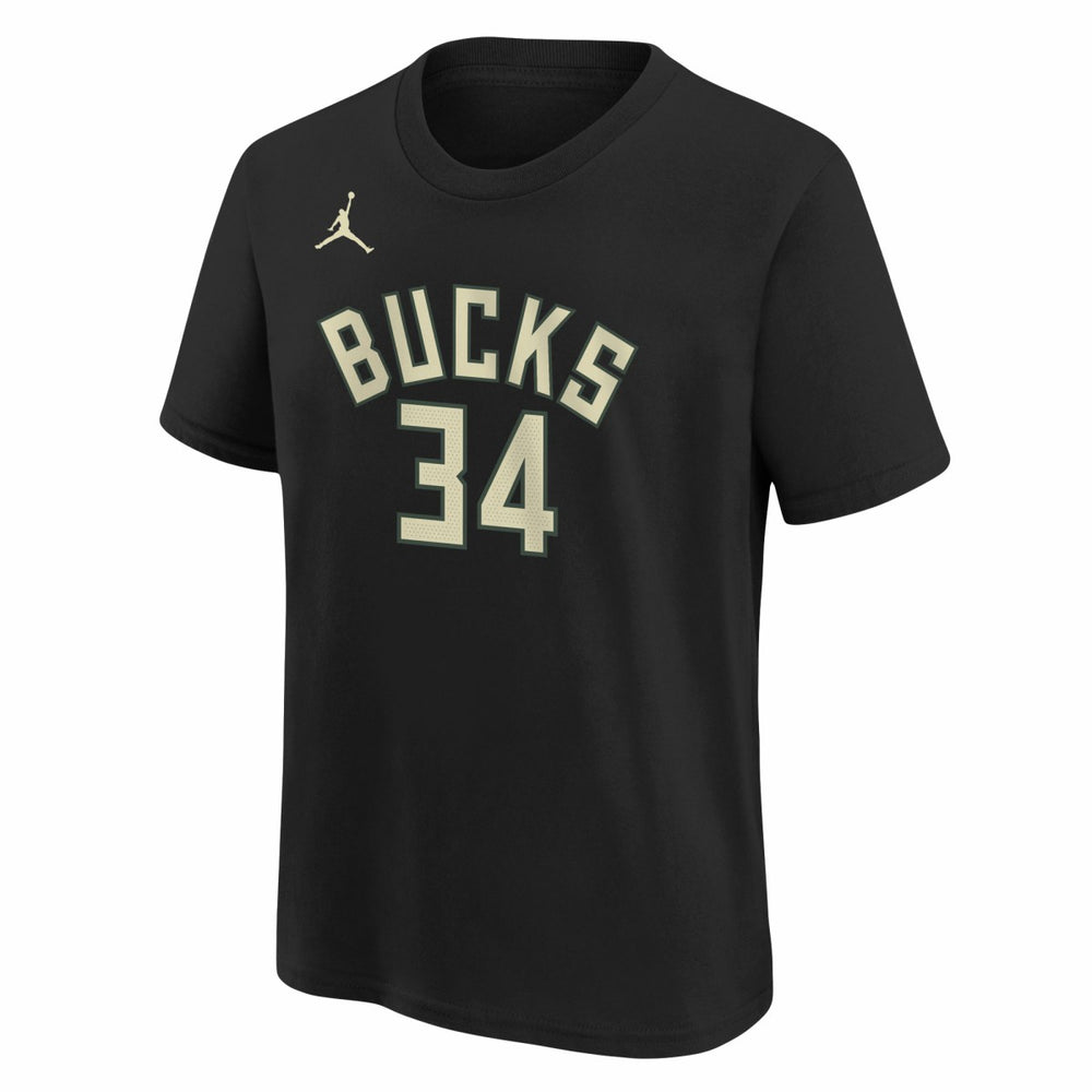 NBA - Giannis Antetokounmpo Milwaukee Bucks Jordan Brand Youth Statement Edition Name & Number Player T-Shirt - Black