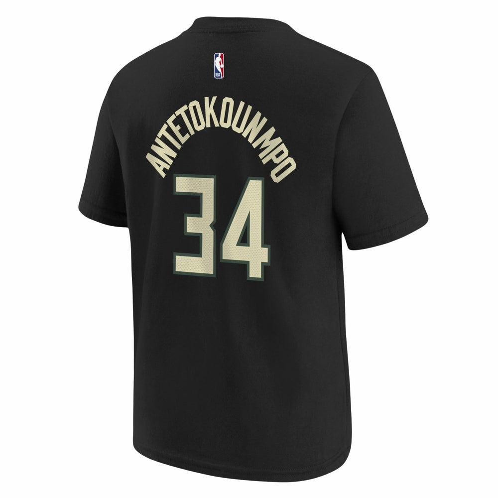 NBA - Giannis Antetokounmpo Milwaukee Bucks Jordan Brand Youth Statement Edition Name & Number Player T-Shirt - Black