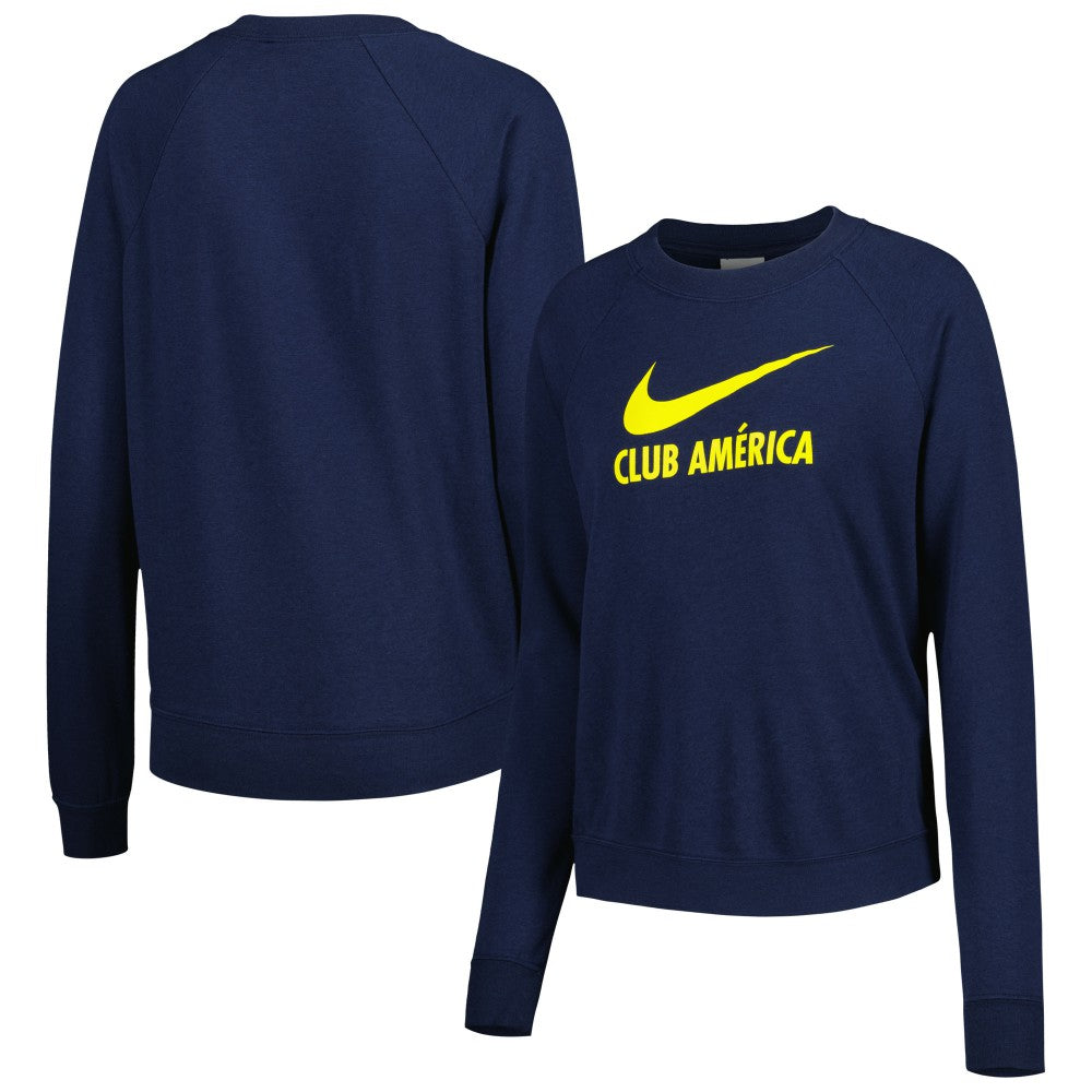 Nike Club America Women's Lockup Varsity Tri-Blend Raglan Pullover Sweatshirt - Navy