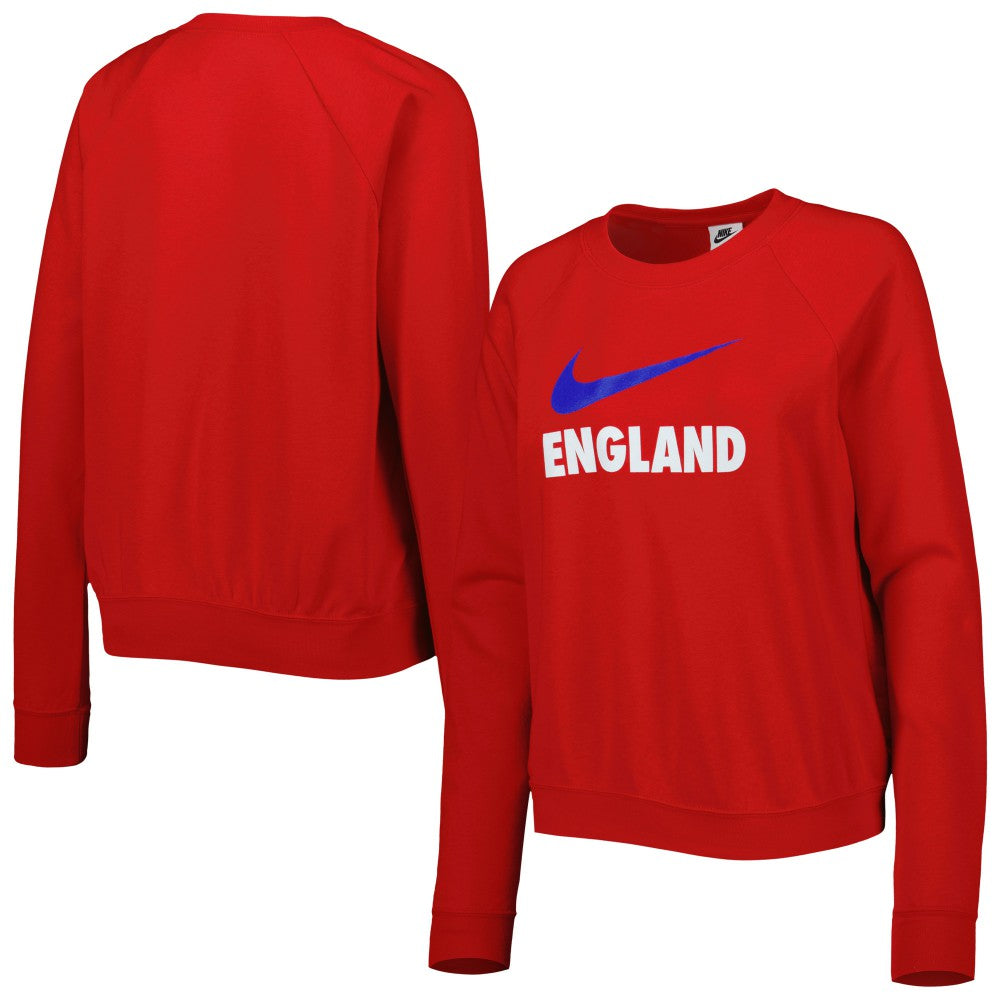 Nike England National Team Women's Lockup Varsity Tri-Blend Raglan Pullover Sweatshirt - Red