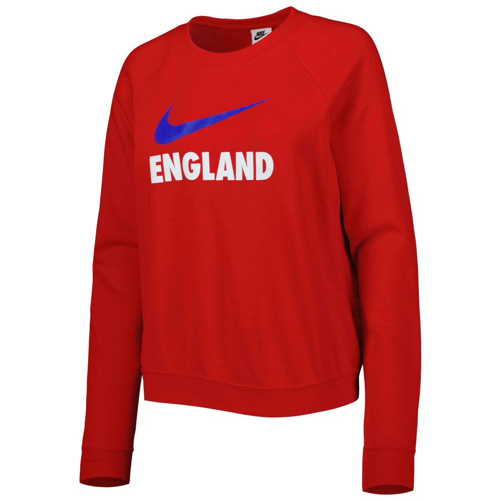 Nike England National Team Women's Lockup Varsity Tri-Blend Raglan Pullover Sweatshirt - Red
