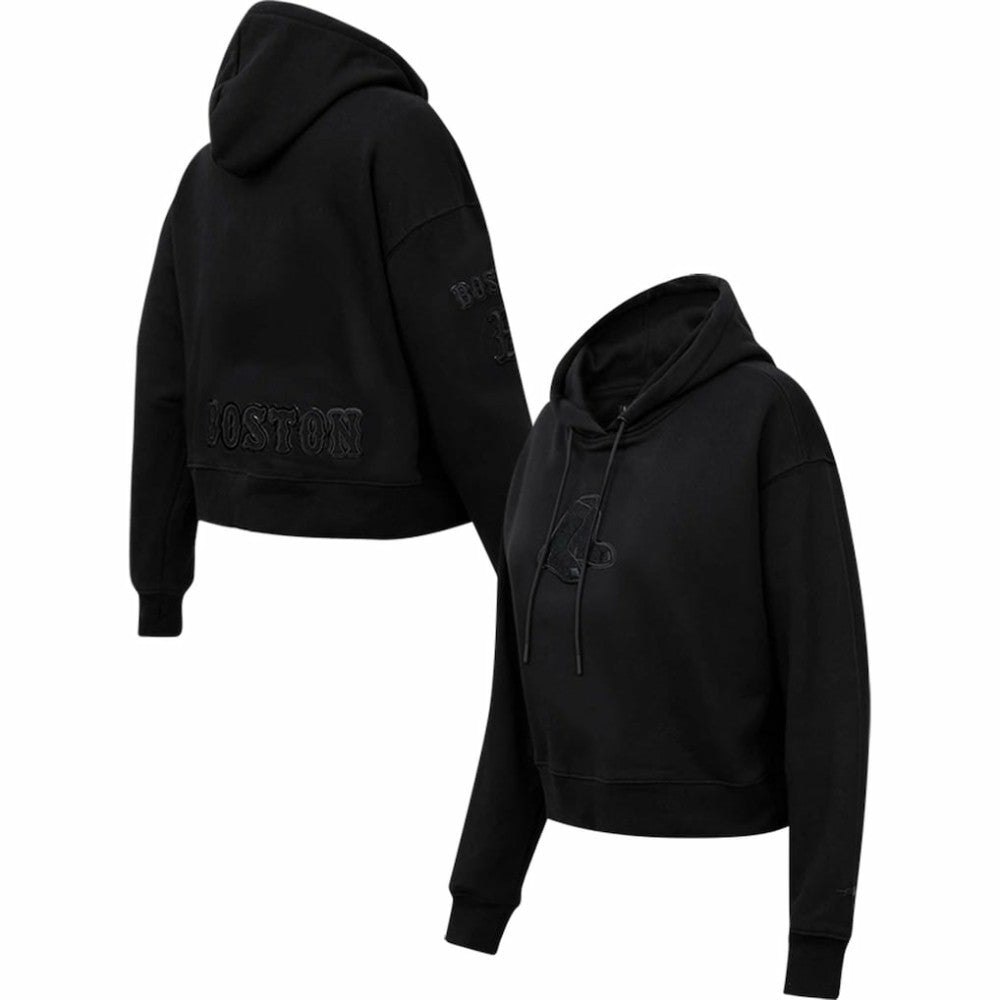 Boston Red Sox Pro Standard Women's Triple Black Cropped Pullover Hoodie On Sale