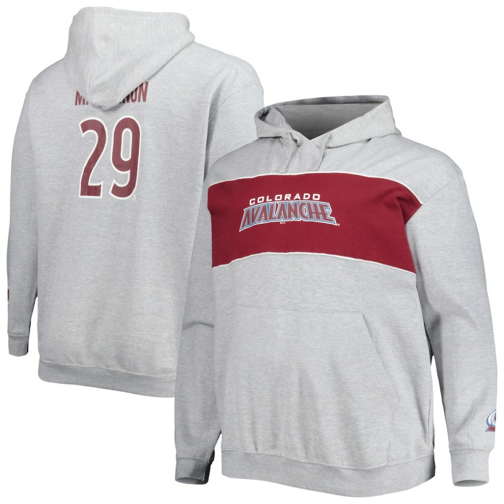 Nathan MacKinnon Colorado Avalanche - Big & Tall Player Pullover Hoodie Heather Gray
