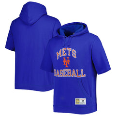 New York Mets Mitchell & Ness Cooperstown Collection Washed Fleece Pullover Short Sleeve Hoodie Sale