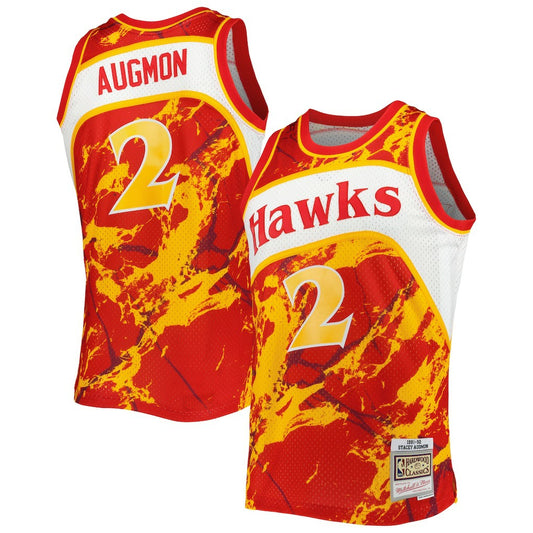 Stacey Augmon Atlanta Hawks 1991/92 Hardwood Classics Marble Swingman Jersey - Red | NBA Jerseys