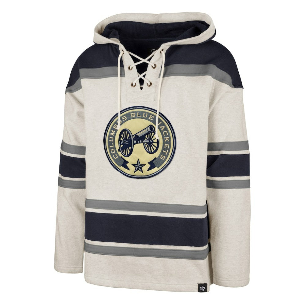 Columbus Blue Jackets - '47 Rockaway Lace-Up Pullover Hoodie Oatmeal