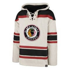 Chicago Blackhawks '47 Rockaway Lace-Up Pullover Hoodie Oatmeal