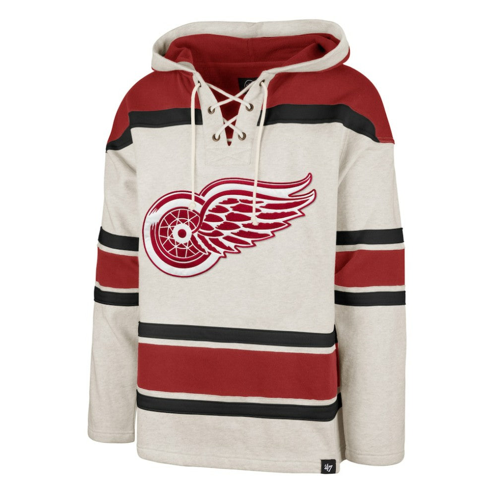 Detroit Red Wings - '47 Rockaway Lace-Up Pullover Hoodie Oatmeal