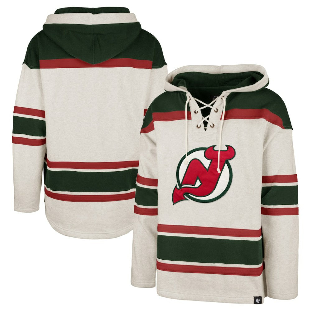 New Jersey Devils - '47 Rockaway Lace-Up Pullover Hoodie Oatmeal