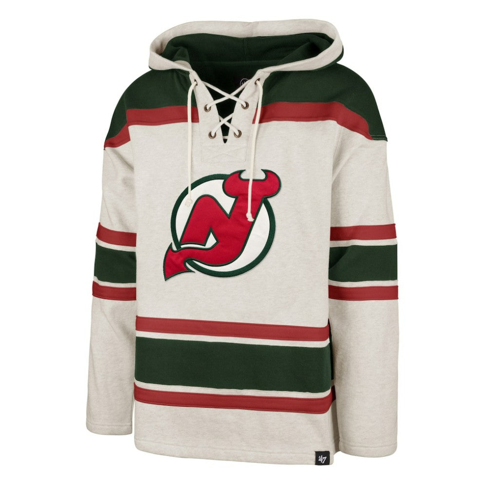 New Jersey Devils - '47 Rockaway Lace-Up Pullover Hoodie Oatmeal