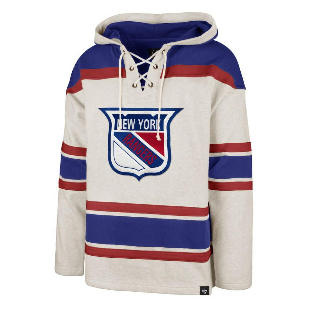 New York Rangers '47 Rockaway Lace-Up Pullover Hoodie Oatmeal